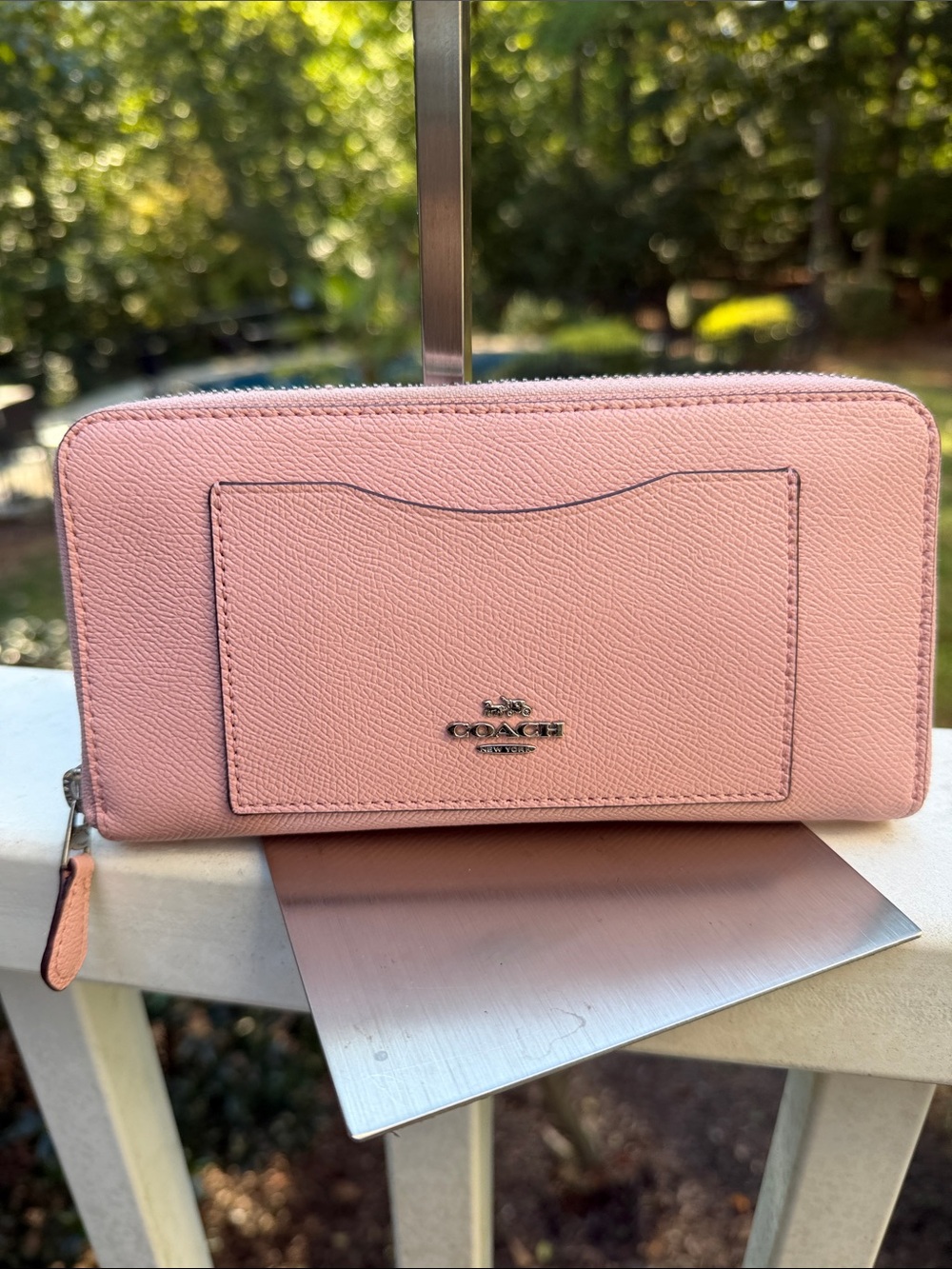 Coach Blush Pink Zip-Around Wallet with Front Card Slot GUC